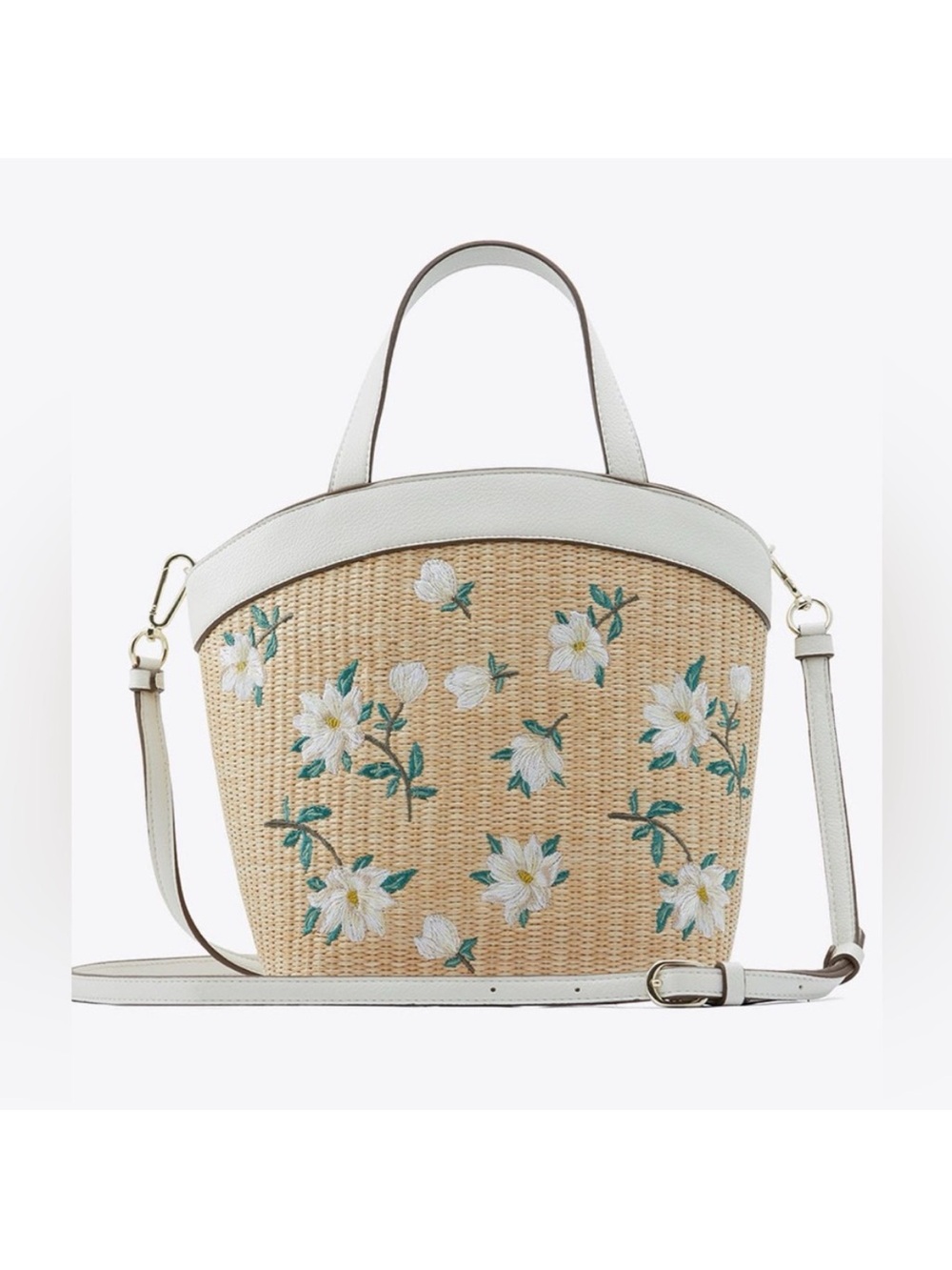 Draper James Basket Weave Raffia Floral Handbag or Crossbody 13.5x10